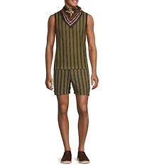 Murano Crocodile World Collection Open Weave Stripe 5.5#double; Inseam Shorts