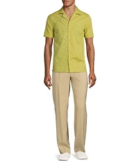 Murano Crocodile World Collection Slim Fit Contrast Eyelet Short Sleeve Woven Camp Shirt
