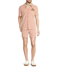 Murano Crocodile World Collection Slim Fit Embroidered Crocodile Pocket Short Sleeve Woven Shirt
