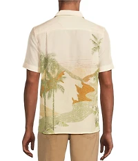 Murano Crocodile World Collection Slim Fit Outback Scene Print Short Sleeve Woven Camp Shirt