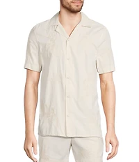 Murano Crocodile World Collection Slim Fit Place Print Embroidered Short Sleeve Woven Camp Shirt