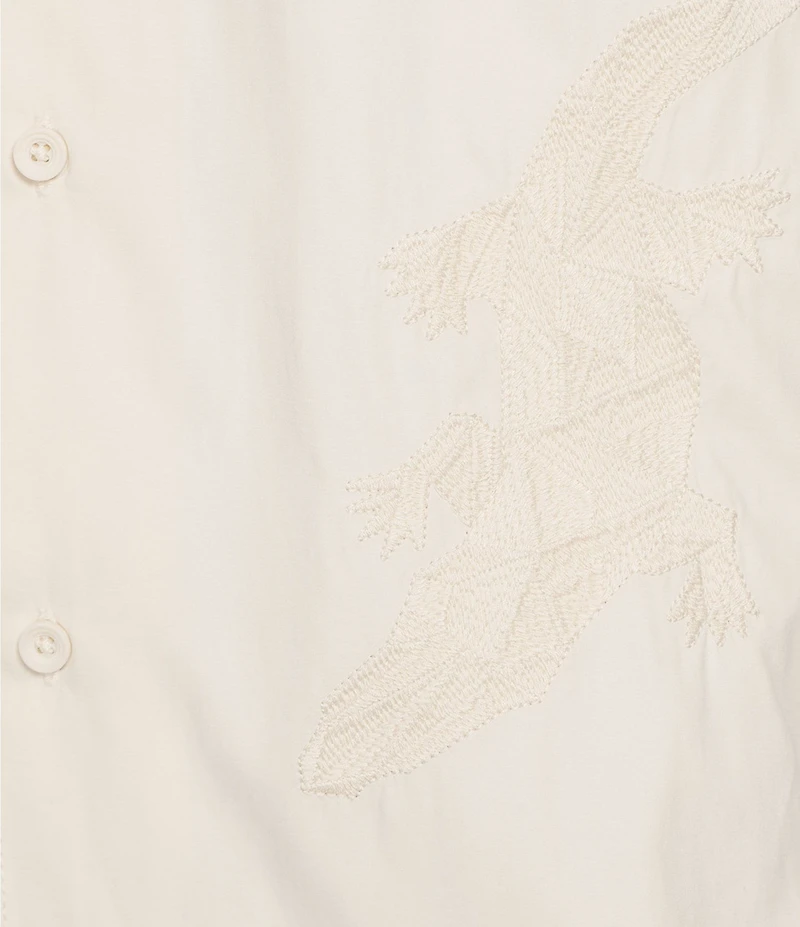 Murano Crocodile World Collection Slim Fit Place Print Embroidered Short Sleeve Woven Camp Shirt