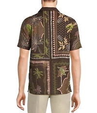 Murano Crocodile World Collection Slim Fit Placed Bandana Print Short Sleeve Woven Camp Shirt