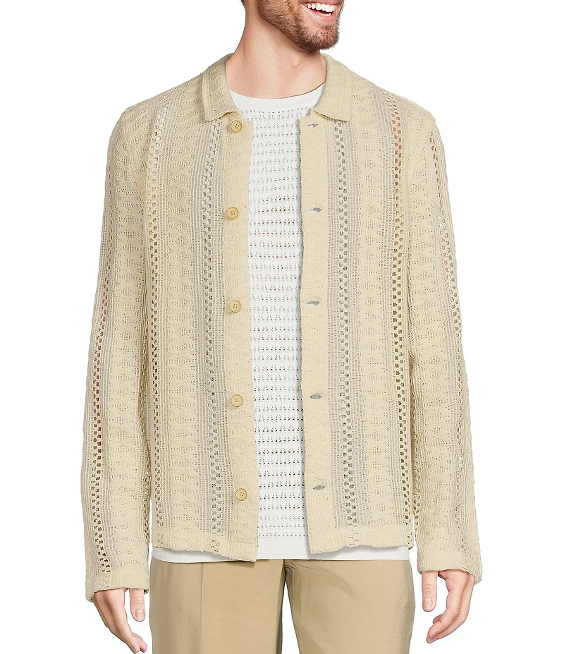 Murano Crocodile World Collection Slim Fit Pointelle Shirt Jacket