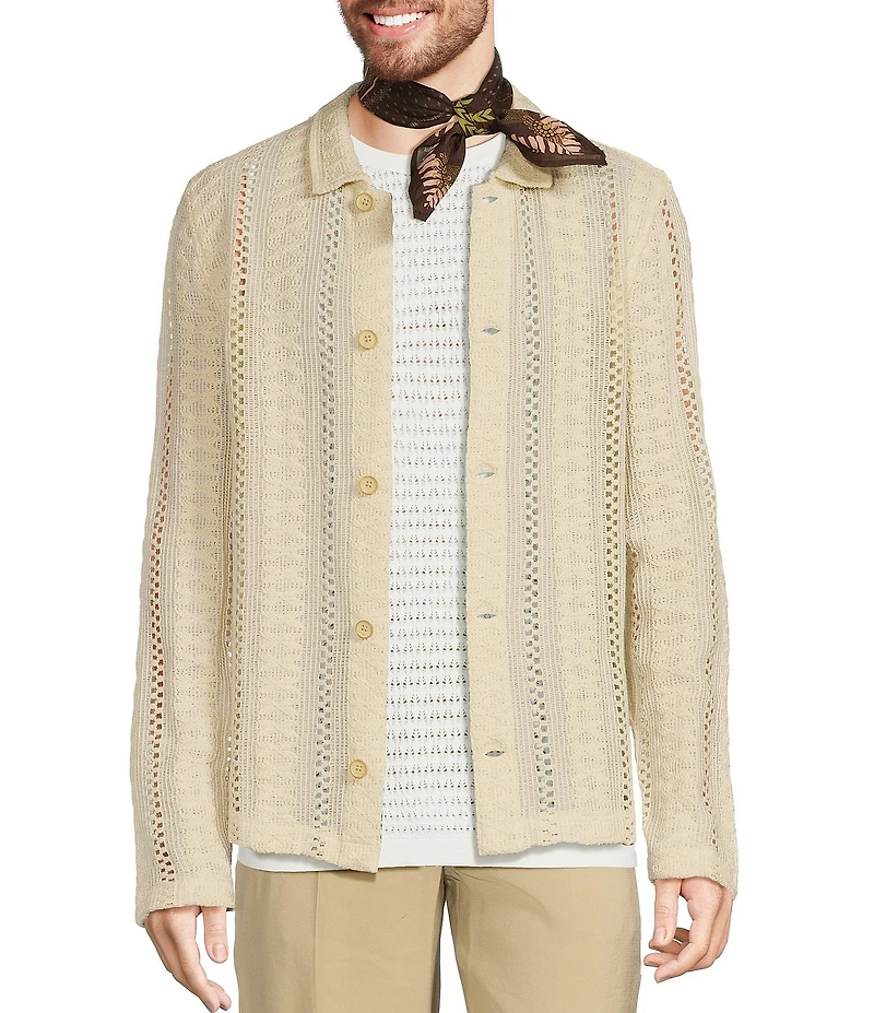 Murano Crocodile World Collection Slim Fit Pointelle Shirt Jacket