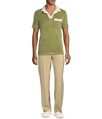 Murano Crocodile World Collection Slim Fit Terry Popover Johnny Collar Knit Polo Shirt