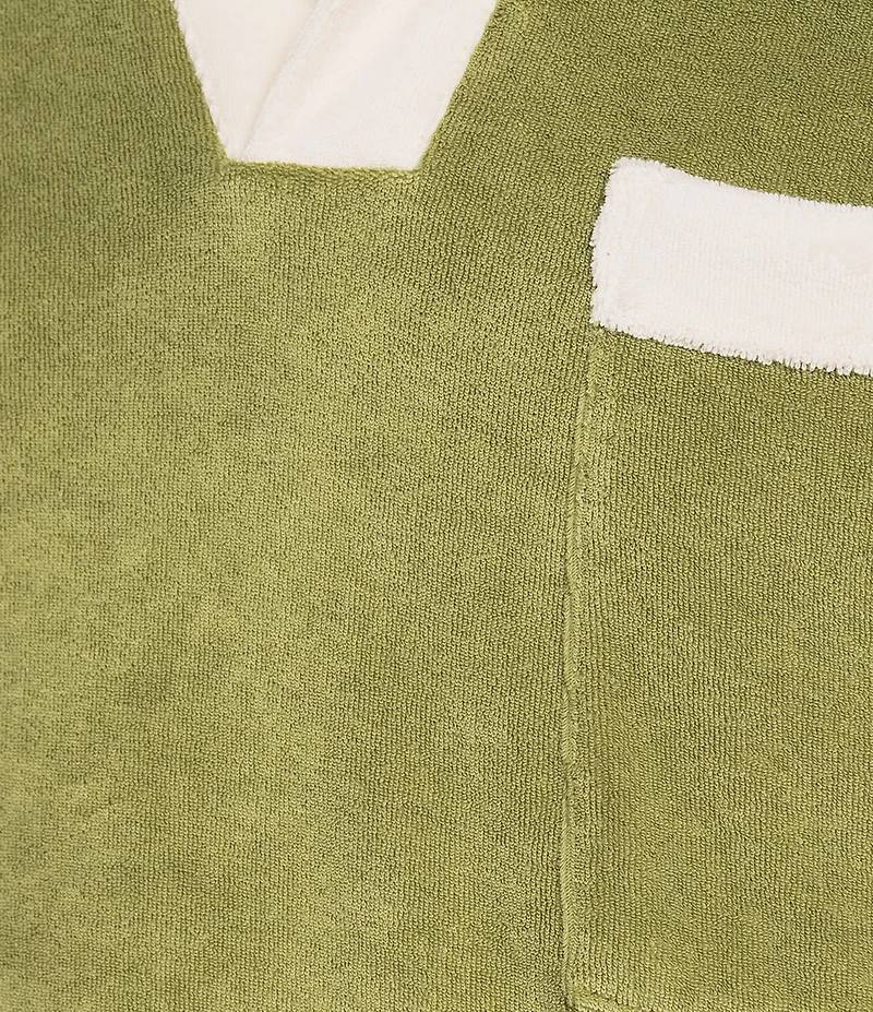 Murano Crocodile World Collection Slim Fit Terry Popover Johnny Collar Knit Polo Shirt