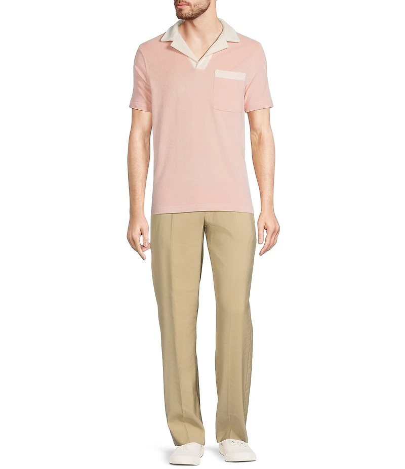 Murano Crocodile World Collection Slim Fit Terry Popover Johnny Collar Knit Polo Shirt