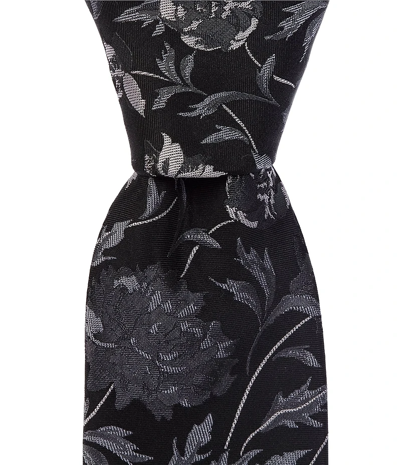 Murano Elegant Floral-Print 2 3/4#double; Silk-Blend Tie