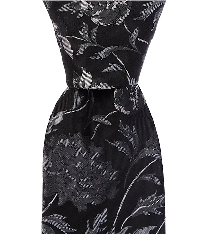 Murano Elegant Floral-Print 2 3/4#double; Silk-Blend Tie