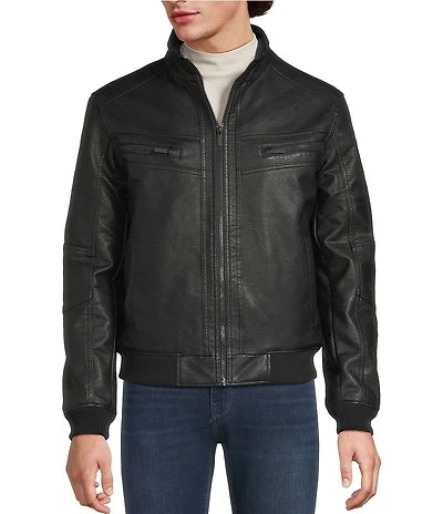 Murano Leather Long Sleeve Bomber Jacket