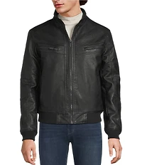 Murano Leather Long Sleeve Bomber Jacket