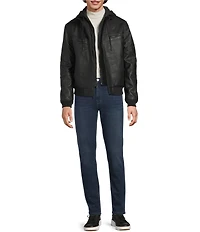 Murano Leather Long Sleeve Bomber Jacket