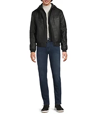Murano Leather Long Sleeve Bomber Jacket