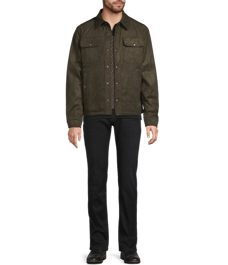 Murano Faux Suede Long Sleeve Shirt Jacket