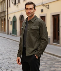 Murano Faux Suede Long Sleeve Shirt Jacket