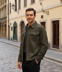 Murano Faux Suede Long Sleeve Shirt Jacket