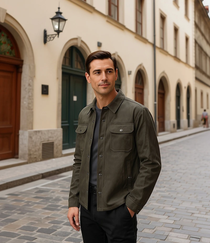 Murano Faux Suede Long Sleeve Shirt Jacket