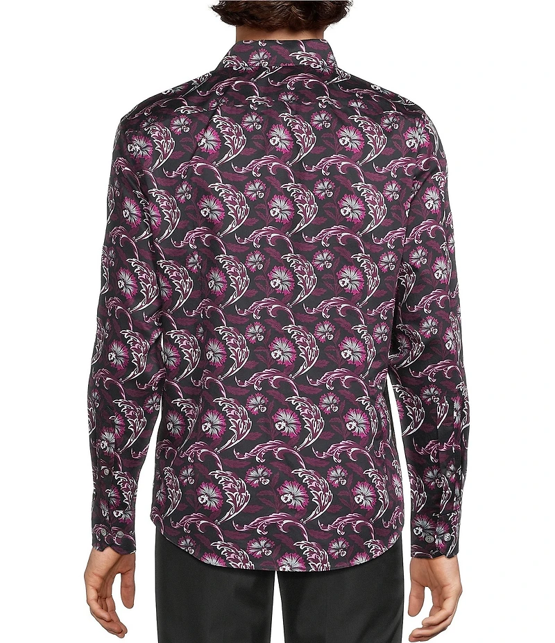 Murano Floral Print Sateen Long Sleeve Woven Shirt