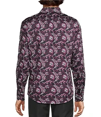 Murano Floral Print Sateen Long Sleeve Woven Shirt