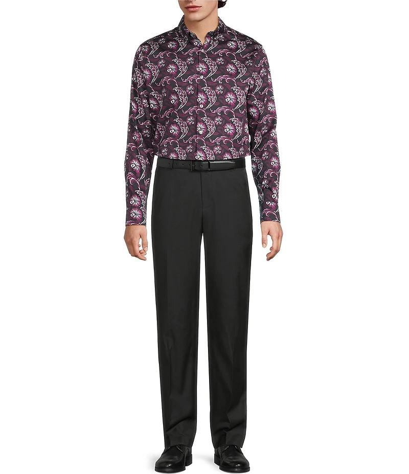 Murano Floral Print Sateen Long Sleeve Woven Shirt