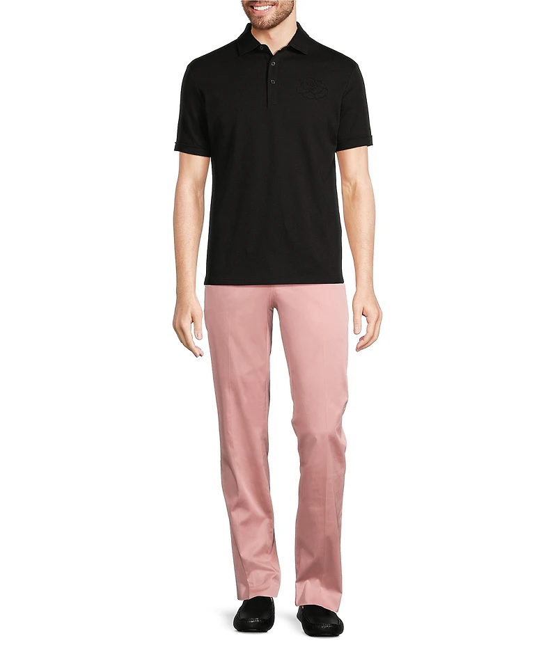 Murano From The Garden Collection Debossed Floral Print Short Sleeve Polo Shirt
