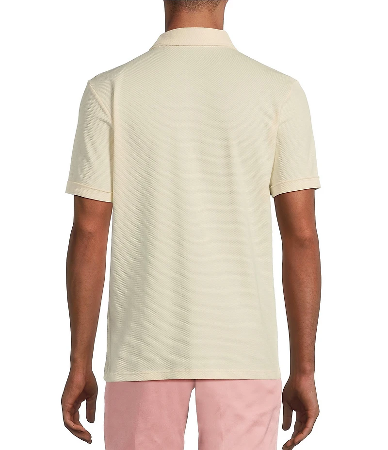 Murano From The Garden Collection Debossed Floral Print Short Sleeve Polo Shirt