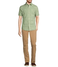 Murano From The Garden Collection Slim Fit Allover Embroidered Short Sleeve Woven Convertible Camp Shirt