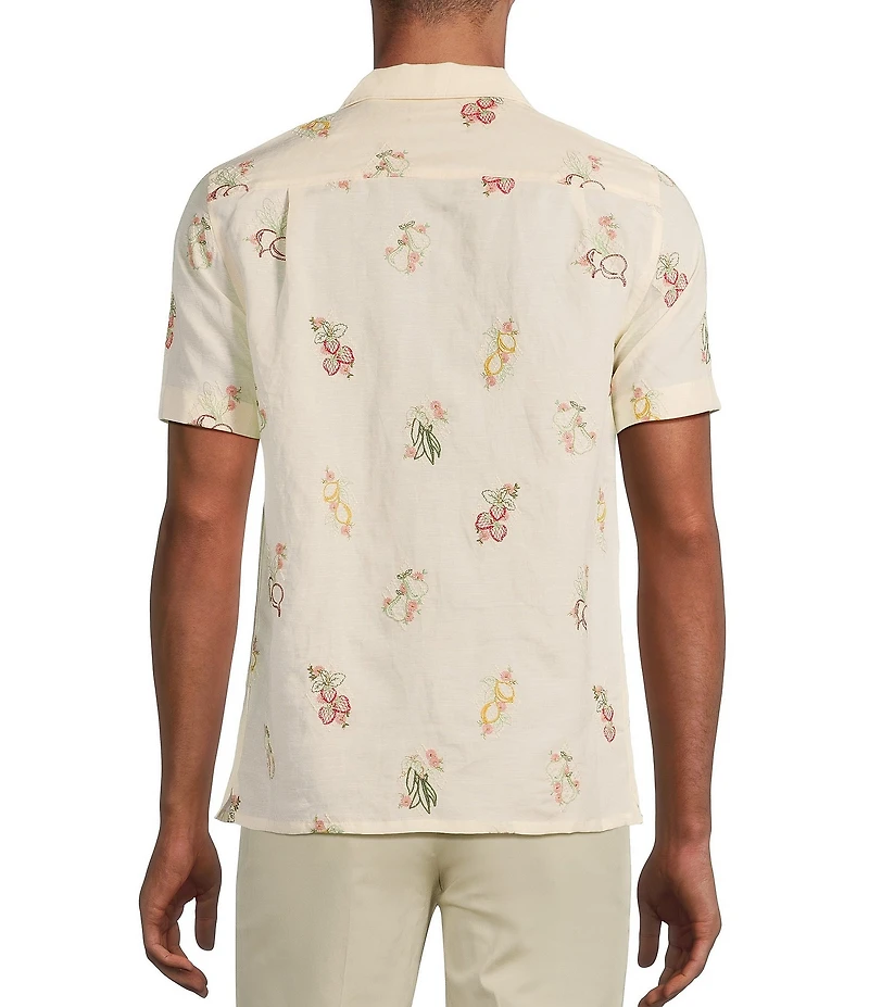 Murano From The Garden Collection Slim Fit Embroidered Short Sleeve Woven Camp Shirt