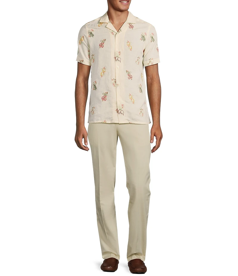 Murano From The Garden Collection Slim Fit Embroidered Short Sleeve Woven Camp Shirt