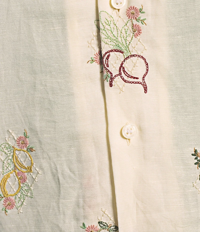 Murano From The Garden Collection Slim Fit Embroidered Short Sleeve Woven Camp Shirt