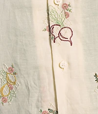 Murano From The Garden Collection Slim Fit Embroidered Short Sleeve Woven Camp Shirt
