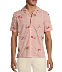 Murano From The Garden Collection Slim Fit Embroidered Short Sleeve Woven Camp Shirt