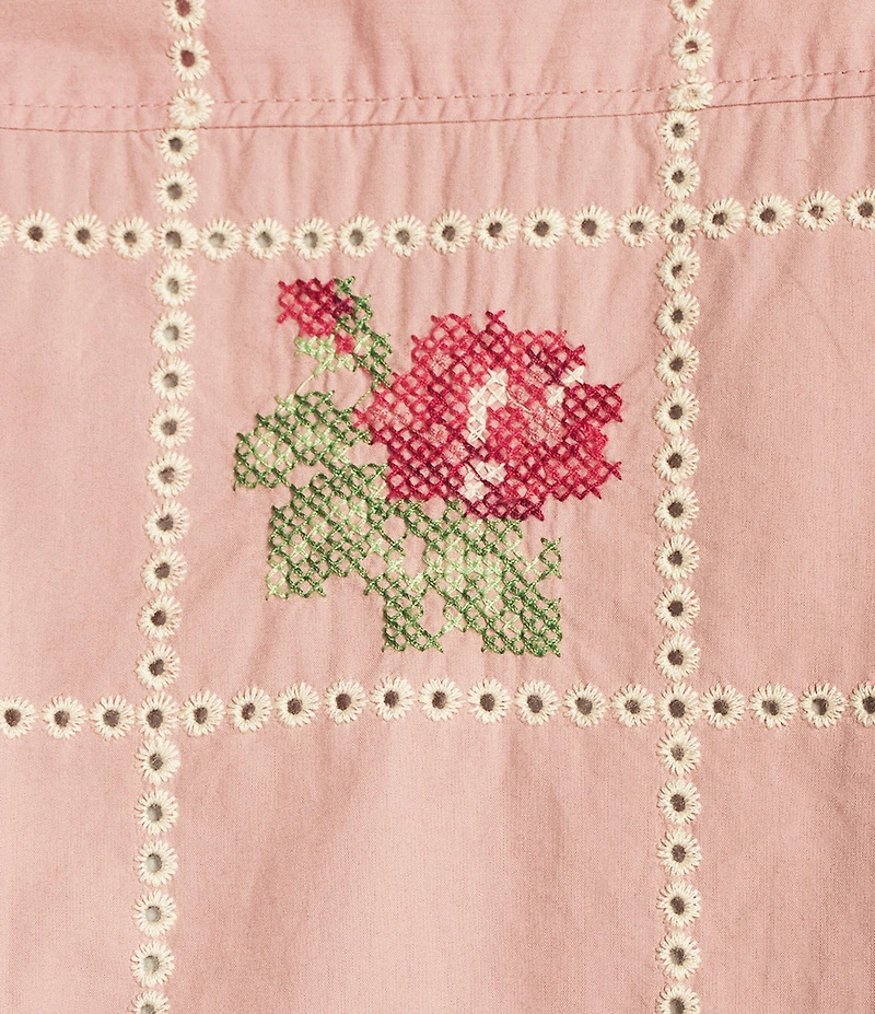 Murano From The Garden Collection Slim Fit Embroidered Short Sleeve Woven Camp Shirt