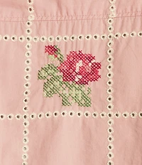 Murano From The Garden Collection Slim Fit Embroidered Short Sleeve Woven Camp Shirt