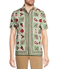 Murano From The Garden Collection Slim Fit Vegetable Grid Short Sleeve Woven Convertible Camp Shirt