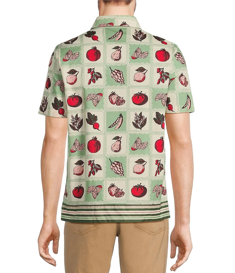 Murano From The Garden Collection Slim Fit Vegetable Grid Short Sleeve Woven Convertible Camp Shirt