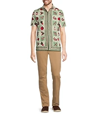Murano From The Garden Collection Slim Fit Vegetable Grid Short Sleeve Woven Convertible Camp Shirt