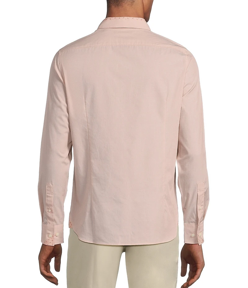Murano From The Garden Collection Solid Pieced Long Sleeve Woven Shirt