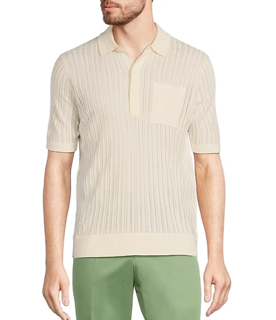 Murano From The Garden Collection Textured Short Sleeve Snit Polo Sweater