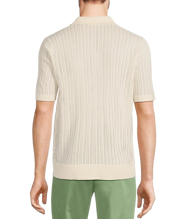 Murano From The Garden Collection Textured Short Sleeve Snit Polo Sweater