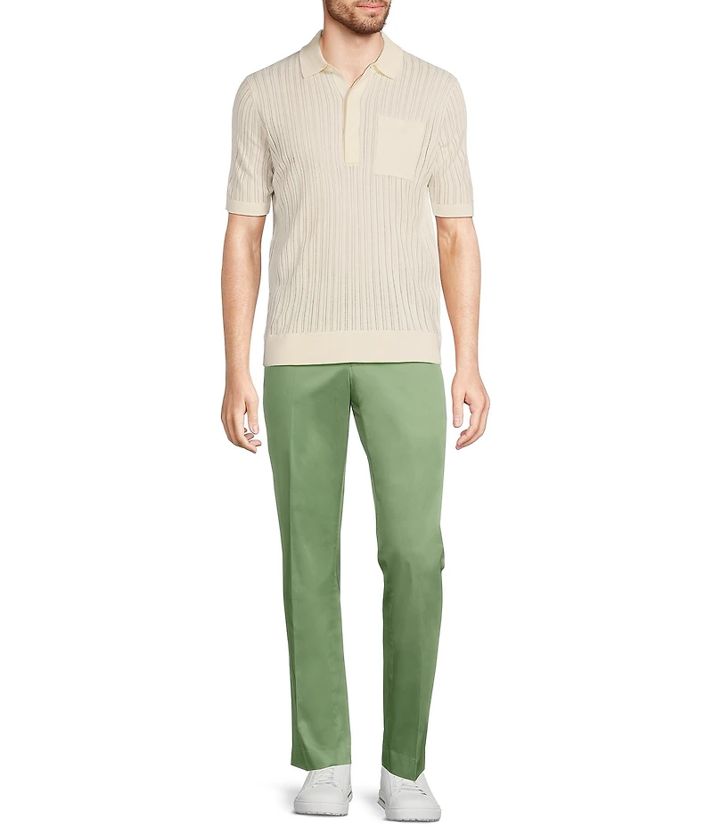 Murano From The Garden Collection Textured Short Sleeve Snit Polo Sweater