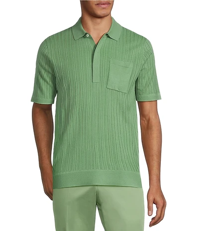 Murano From The Garden Collection Textured Short Sleeve Snit Polo Sweater