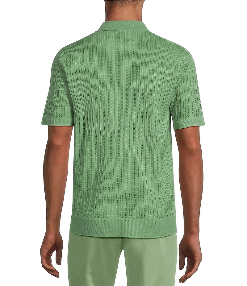 Murano From The Garden Collection Textured Short Sleeve Snit Polo Sweater