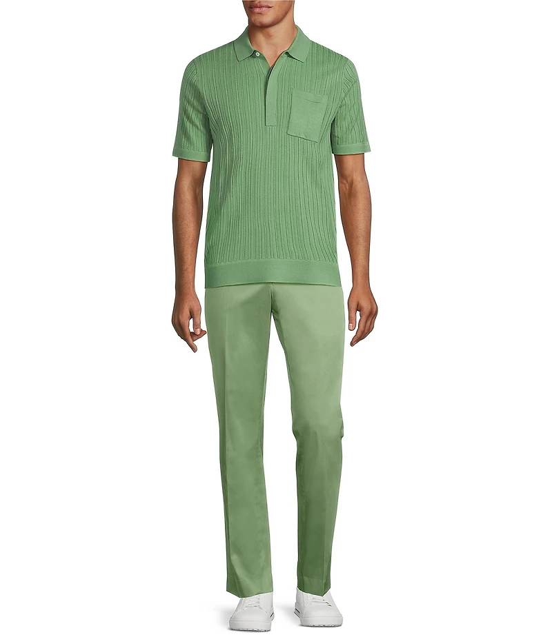 Murano From The Garden Collection Textured Short Sleeve Snit Polo Sweater
