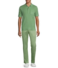 Murano From The Garden Collection Textured Short Sleeve Snit Polo Sweater