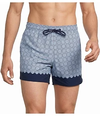 Murano Geometric Border 5#double; Swim Trunks