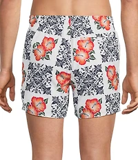 Murano Hibiscus Tile 5#double; Inseam Coordinating Cabana Swim Trunks