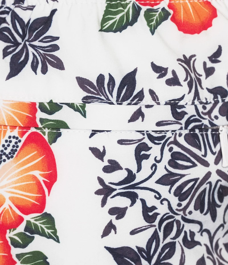 Murano Hibiscus Tile 5#double; Inseam Coordinating Cabana Swim Trunks