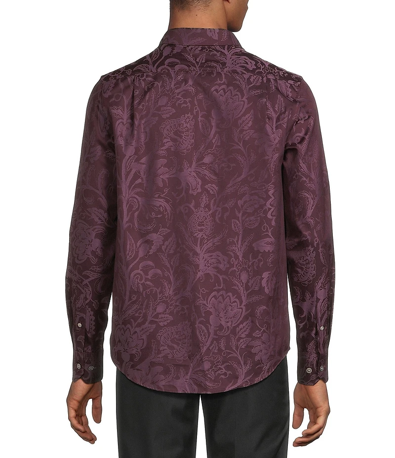 Murano In the Ferns Collection Slim Fit Floral Jacquard Long Sleeve Woven Shirt